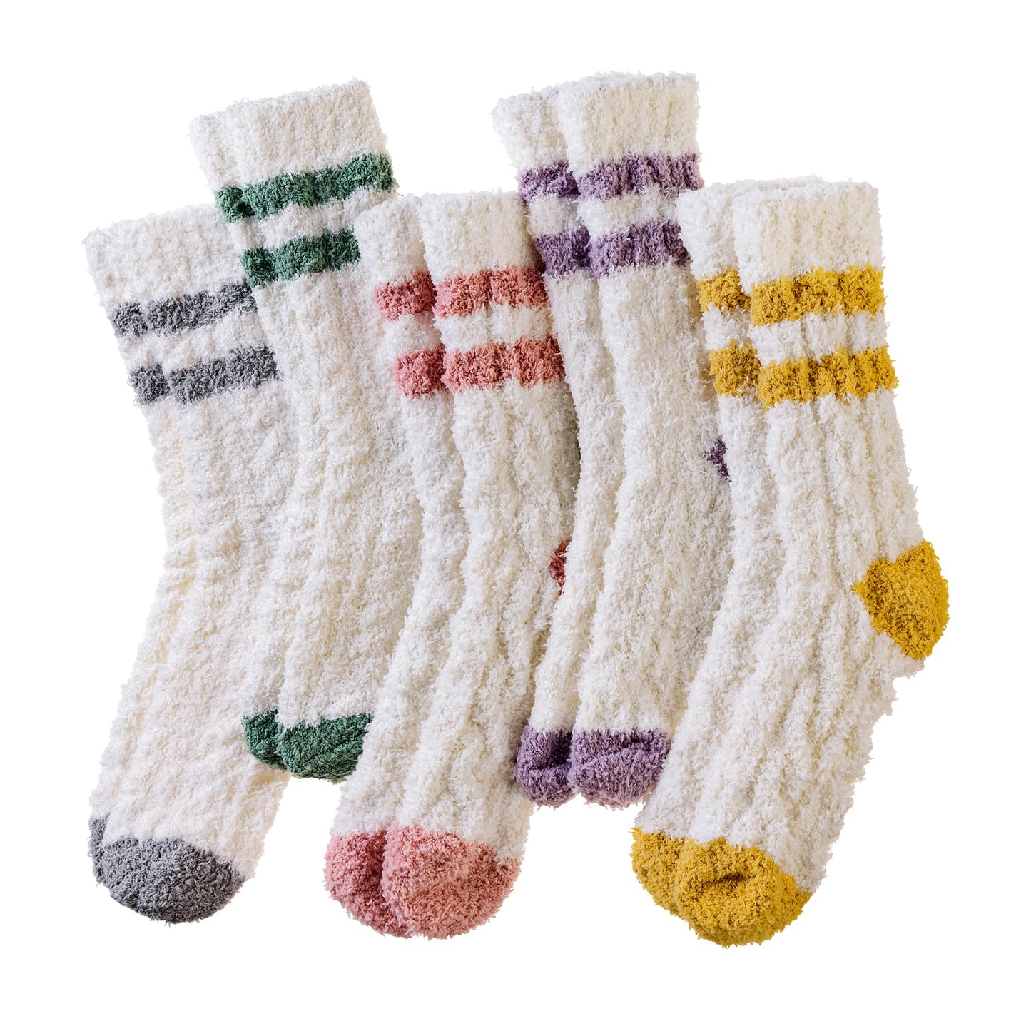 Velice Womens Fuzzy Socks Soft Cozy Fluffy Slipper Winter Socks Warm Plush Sleeping Christmas Socks (White)