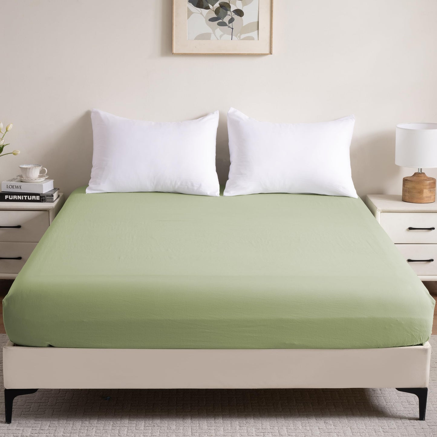 2 Pack Deep Pocket Fitted Sheet Queen Size - Pack of 2 Bed Sheets - Soft Washed Microfiber - Fits up to 16 inch Mattress - Breathable, Wrinkle Free, Fade Resistant,Easy Care (Sage Green,Queen)