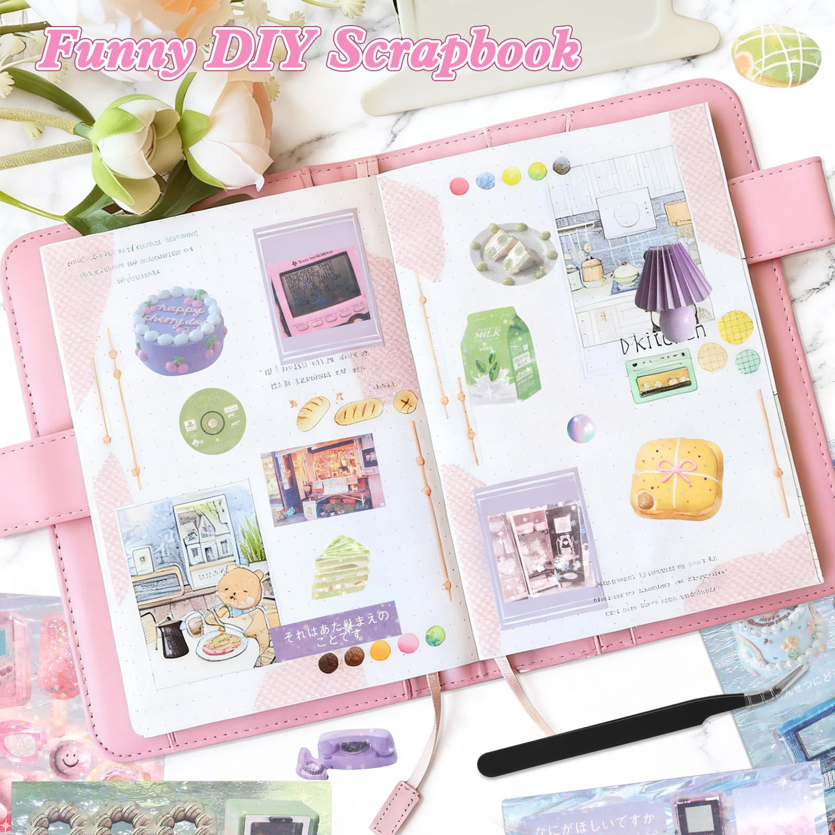 800Pcs Cute Scrapbook Stickers Travel Y2k Japanese Sticker Book for Adult Kawaii Korean Stickers for Journaling Heisei Retro Aesthetic Sticker Manga Style Decor for DIY Craft Junk Journal Gifts Memory