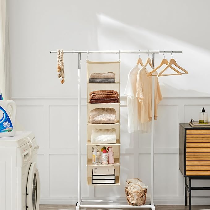 MAX Houser 6 Tier Shelf Hanging Closet Organizer, Cloth Hanging Shelf