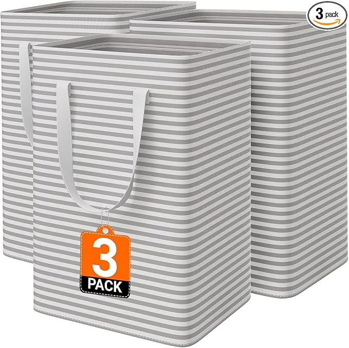 3 Pack Laundry Basket, Waterproof & Freestanding Large Laundry Hamper,