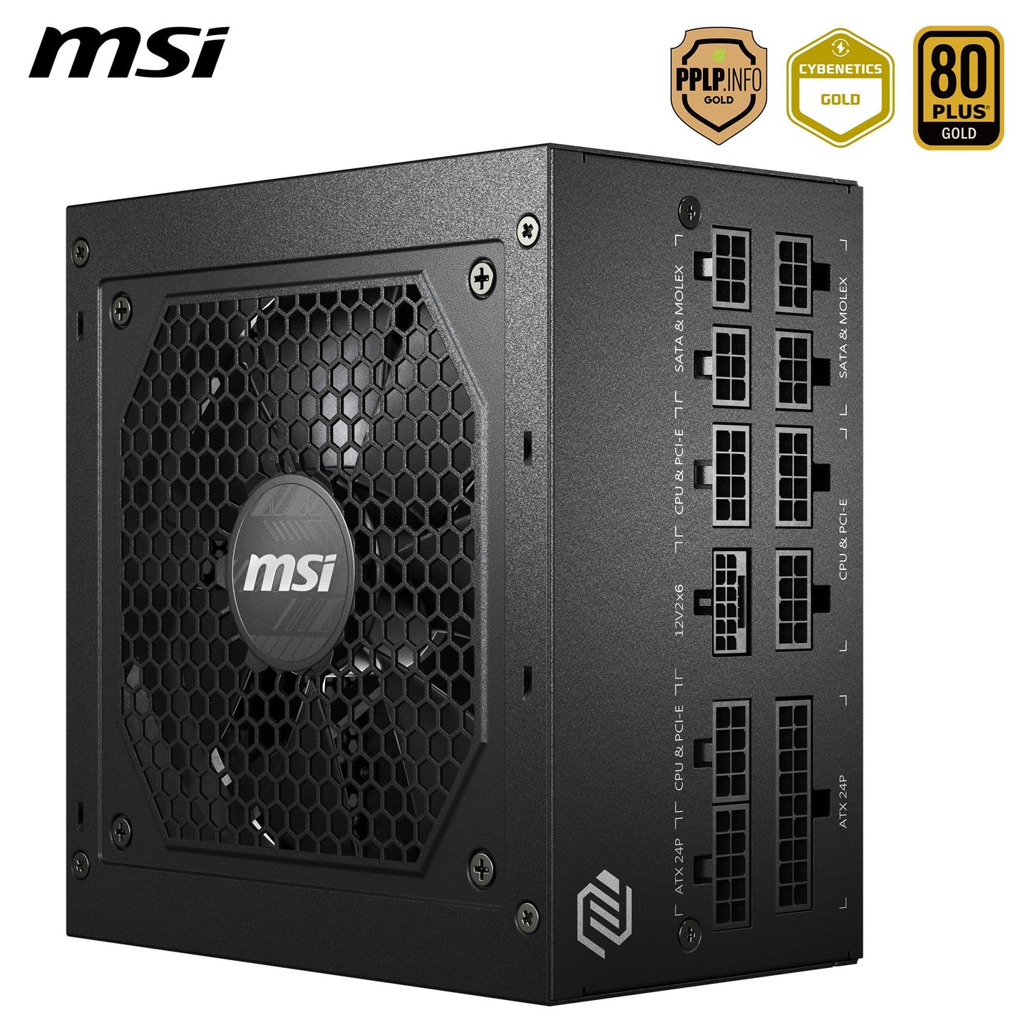 MSI MAG A850GL PCIE5 Power Supply Unit, 850W, 80 Plus Gold, Fully Modular, ATX 3.0, PCIe 5.0 GPU Support, Black Flat Cables, 7 Year Warranty