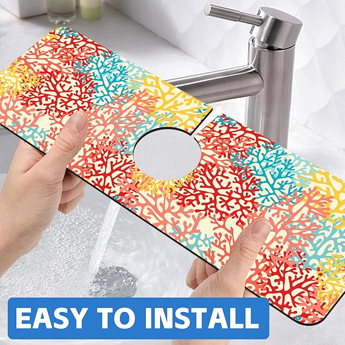 Colorful Sea Corals Dish Drying Mat