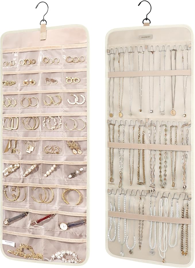 BAGSMART Hanging Jewelry Organizer Storage Roll