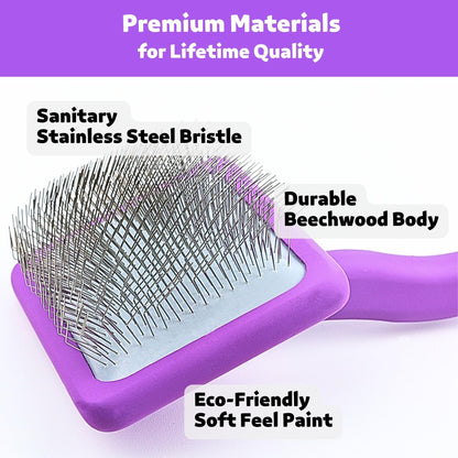 Poodoodle Dog Slicker Brush, Grooming Tool for Poodle, Doodle, Goldendoodle & All Long Haired Dogs, Long Pin Wood Brush Pefect for Dematting & Detangling, Effortless Grooming Pet Hair At Home - Large