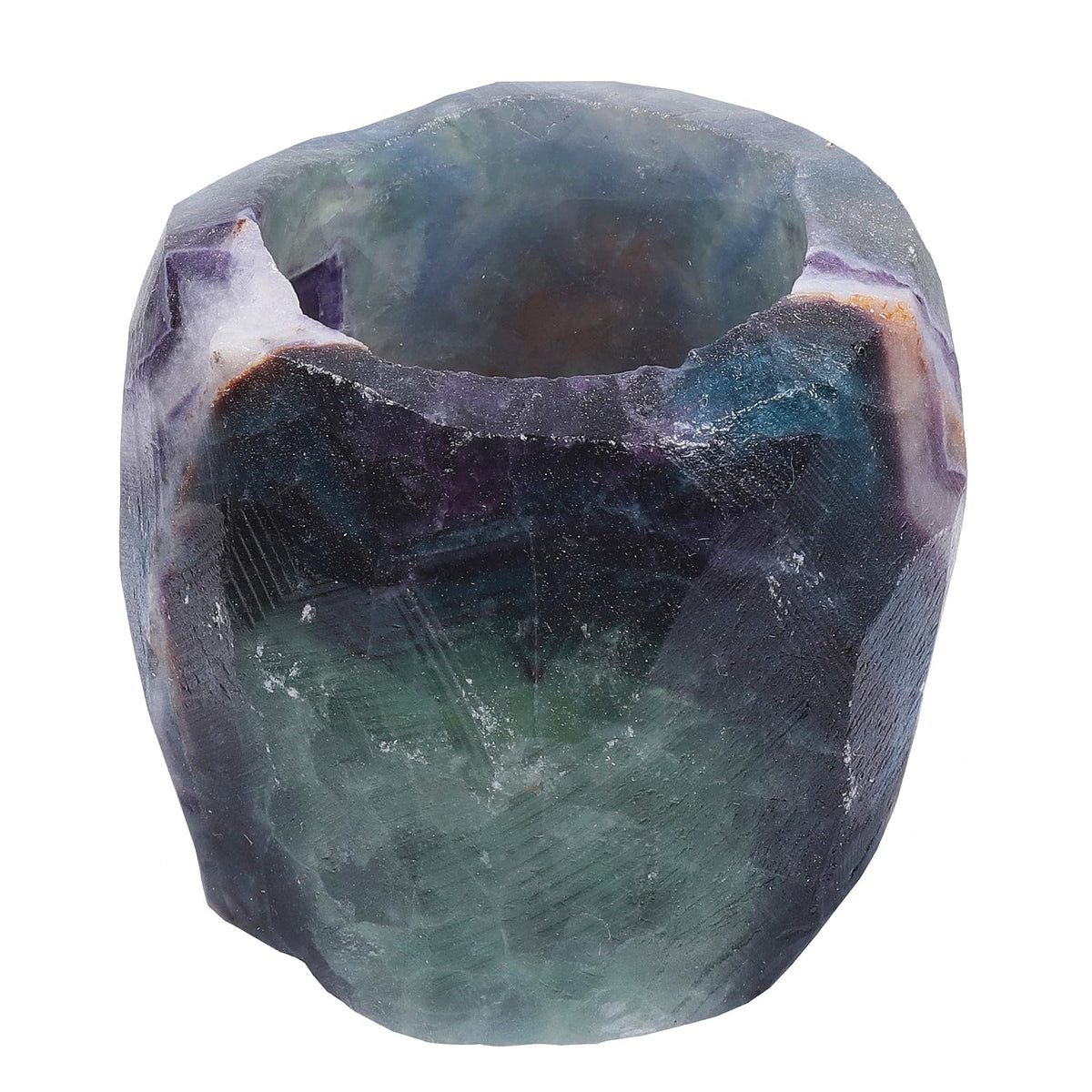 rockcloud Natural Raw Flourite Taper Tea Light Candle Holder Air Plant Holder Healing Stone Home Decoration Figurine
