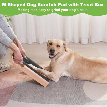 LovIntry M-Shaped Dog Scratch Pad for Nails with Treat Box, Dog Nail File Toy for Large Dogs, Shorten Dog’s Side Nail Easier (with Treat Box, L)