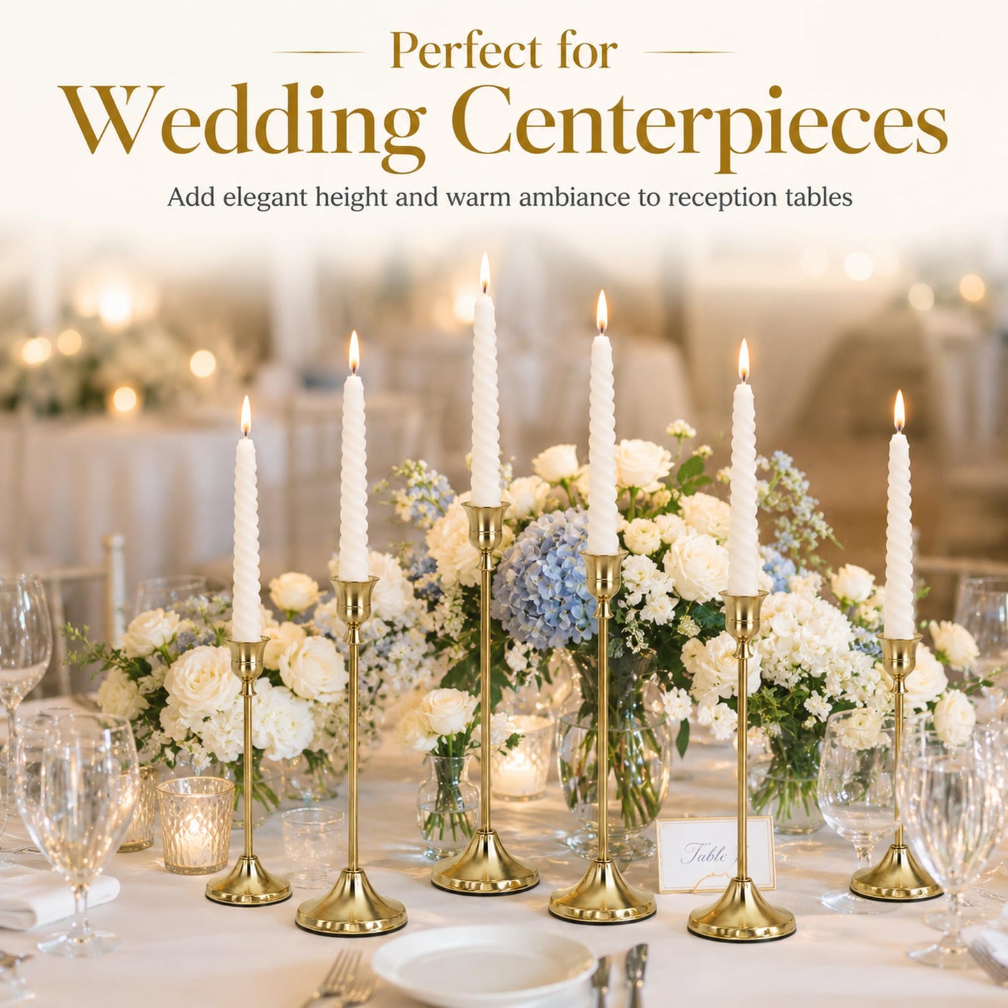 DeepWhale Candlestick Holders Set of 2(6 PCS) with Upgraded Weighted Base, Candle Stick Holders for Wedding Centerpieces, Dinner Party & Home Decor Accents
