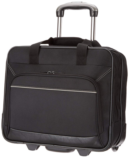 Amazon Basics Laptop bag with quick-rolling wheels and easy-access front pocket - fits Laptops up to 15.6 inch (39.6 cm), Black