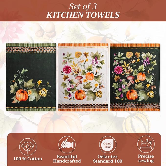Maison d' Hermine Kitchen Towels Set of 3 100% Cotton 20" x 27.5" Reusable