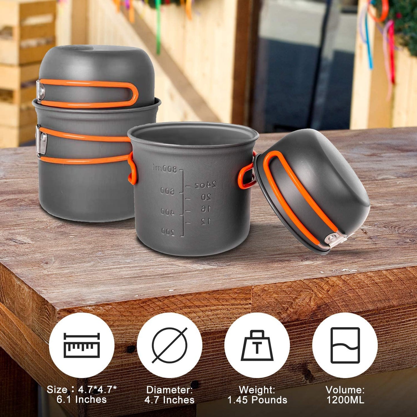 Camping Cookware Set with Stove, Portable Camping Mess Kit with Non-Stick Pots、Pans Set and Folding Fork, Lightweight Backpacking cookware Cooking Set for Outdoor/Camping/Hiking/Picnic