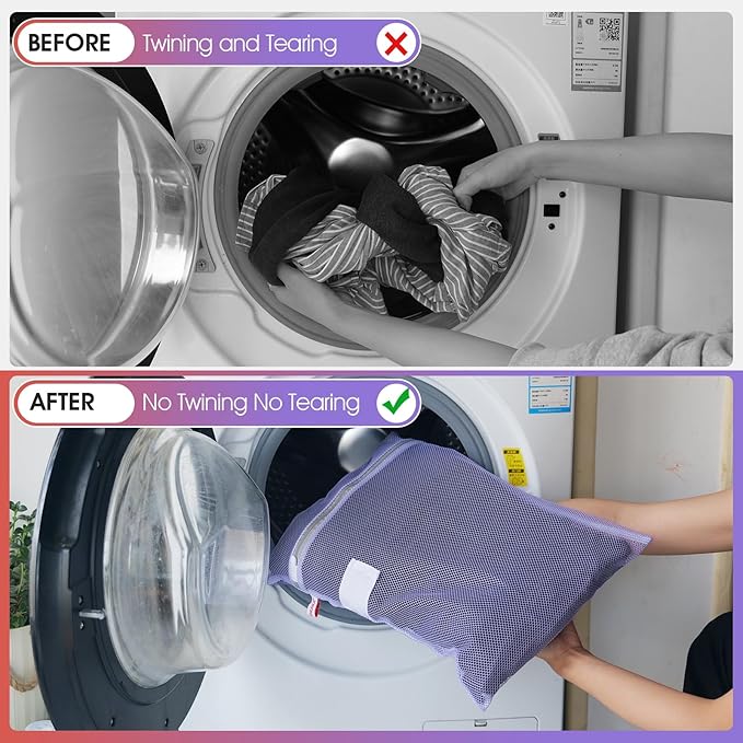 5-Pack Mesh Laundry Bags with ID Label, Sturdy Laundry Bags
