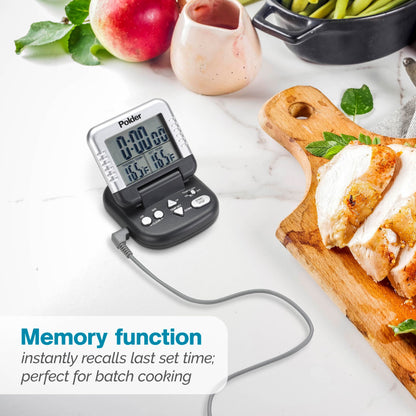 Polder Digital In-Oven Thermometer/Timer, White
