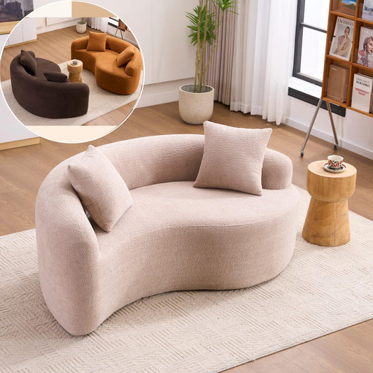 KEIKI S-Curved Loveseat Chenille Couches with 2 Pillows, Upholstered Luxury Plush Cloud Sectional Sofa for Living Room Apartment, Full Sponge Compression