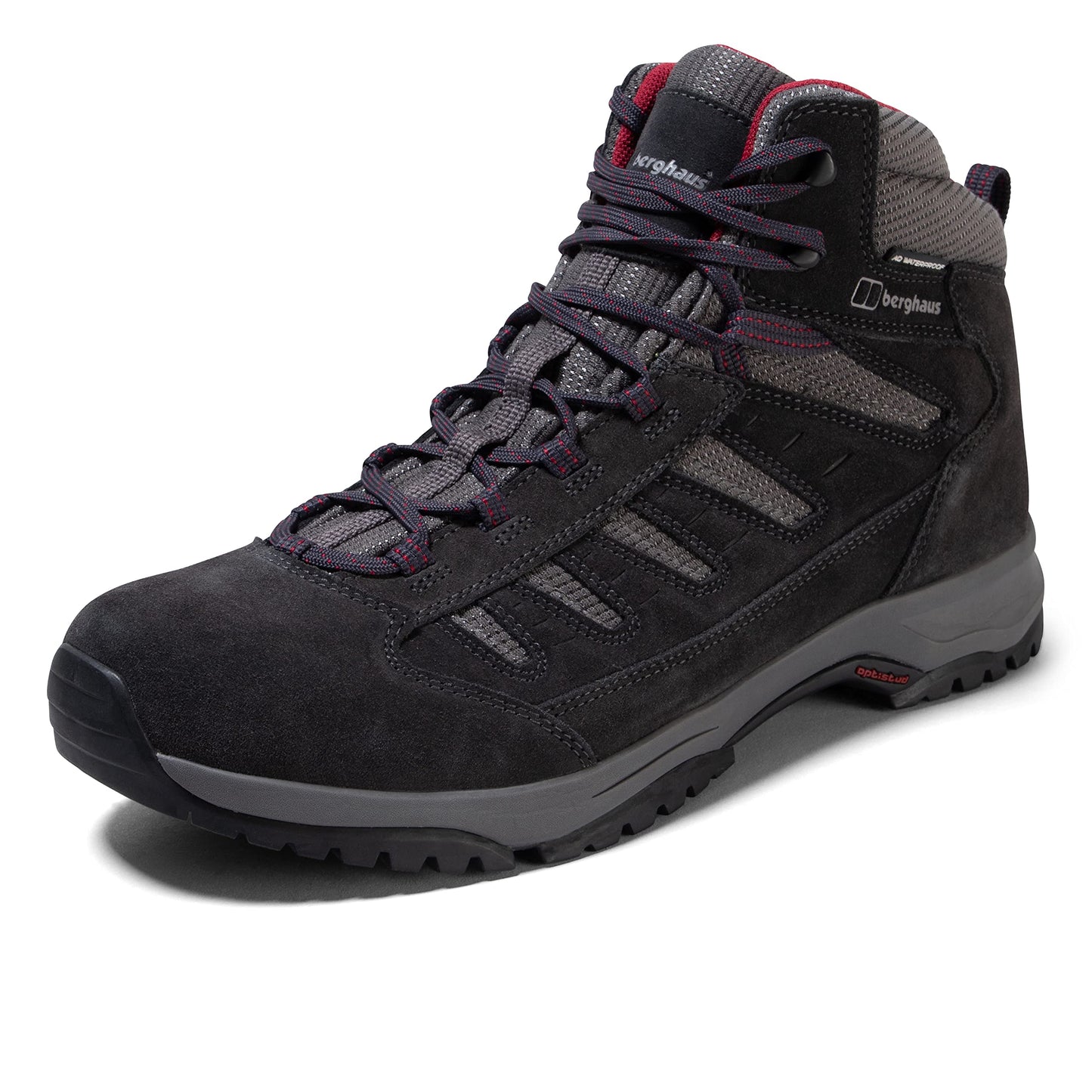 Berghaus Mens Expeditor Trek | Highly Breathable Tough Grip 2.0 Waterproof Walking Boots, Black Red, 10 UK