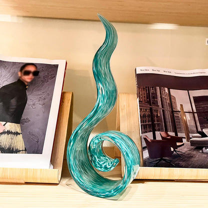 11.4" Tall Hand-Blown Glass Sculpture Murano-Style Sculpture Art Ornament Statue Figurines Home Decor Accent Piece Coastal Ocean Nautical Home Decor,Shelf,TV Stand,Tabletop Centerpieces,Wonderful Gift