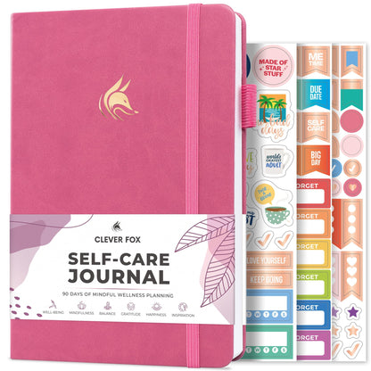 Clever Fox Self-Care Journal – Daily Reflection Notebook – Mental Health & Personal Development Planner, Meditation & Mood Log, A5 (Violet Blossom)
