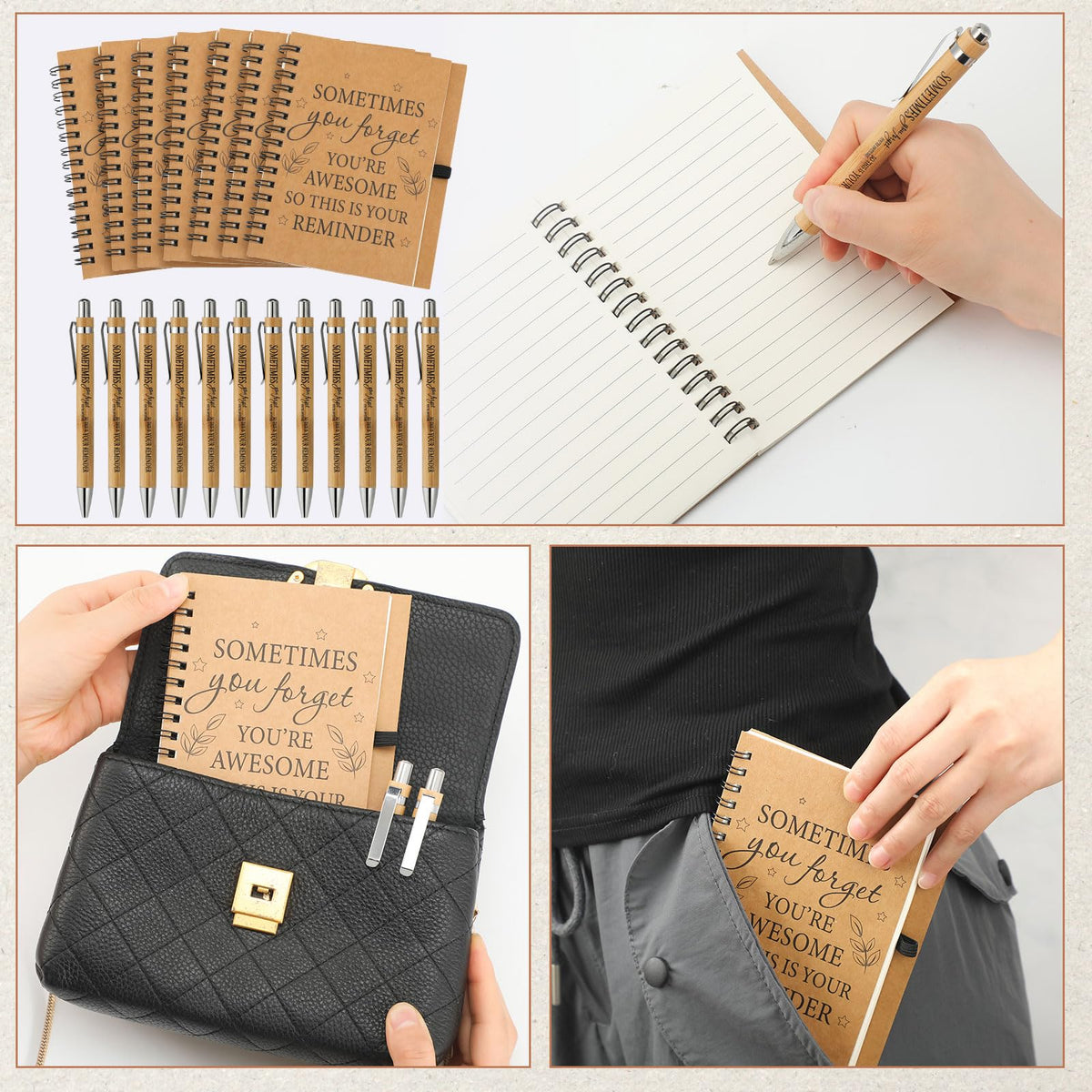 Yeaqee 100 Pcs Inspirational Gifts Set Include 50 Spiral Notebooks 50 Pens May You Be Proud of The Work You Do Motivational Thanks Gifts for Coworker Teachers Back to School(Motivational Style)
