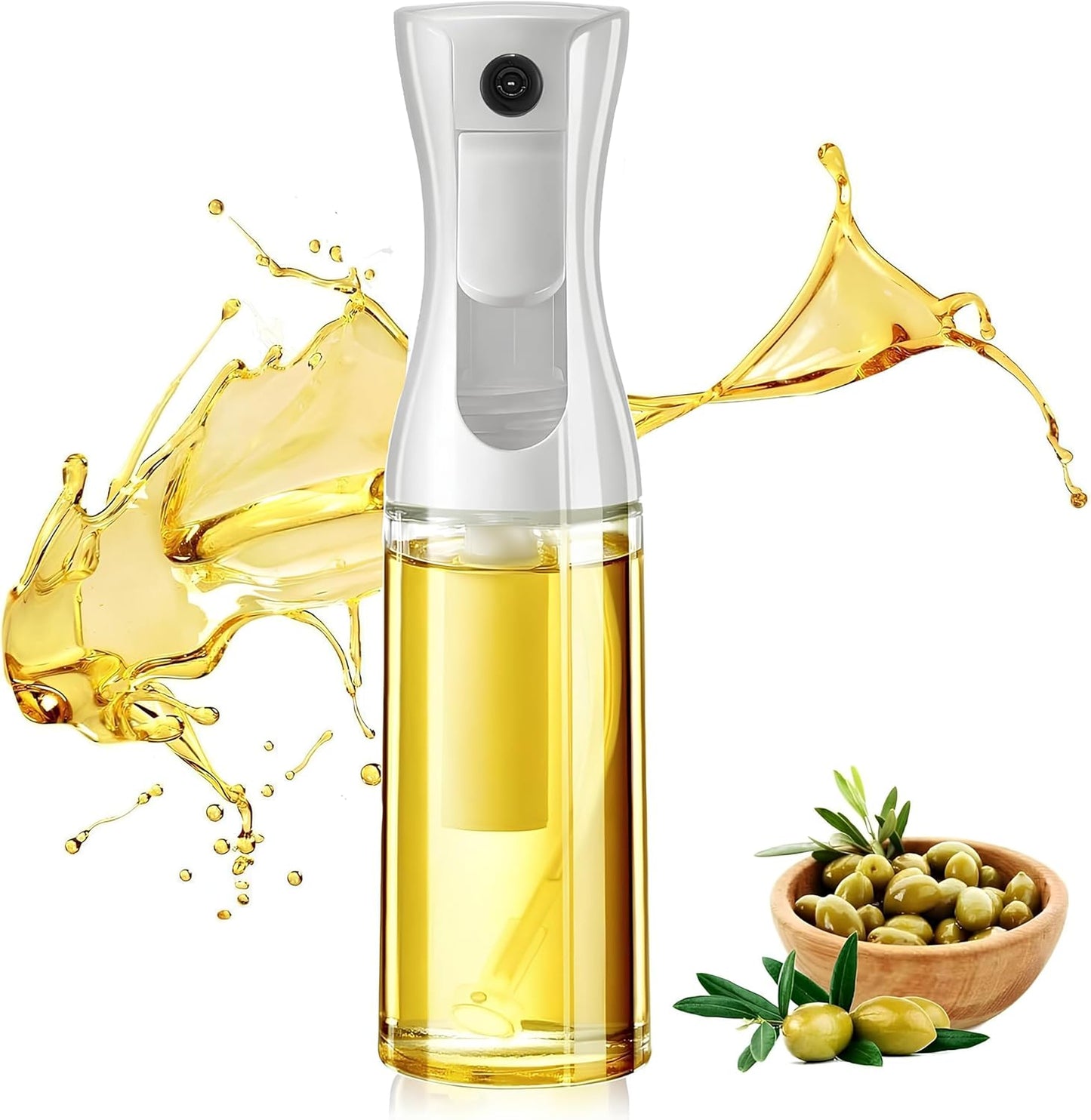 Oil Sprayer for Cooking - Olive Oil Mister Spray Bottle for Cooking - 6.7 fl.oz - Air Fryer Accessories - Refillable Glass Dispenser for Kitchen