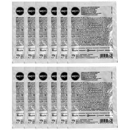 WPRO Indesit Limescale And Detergent Descaler and De Greaser (Box Of 12) Helps Kill Bacteria And Eliminates Odours And Keeps Your Washing Machine Smelling Fresh