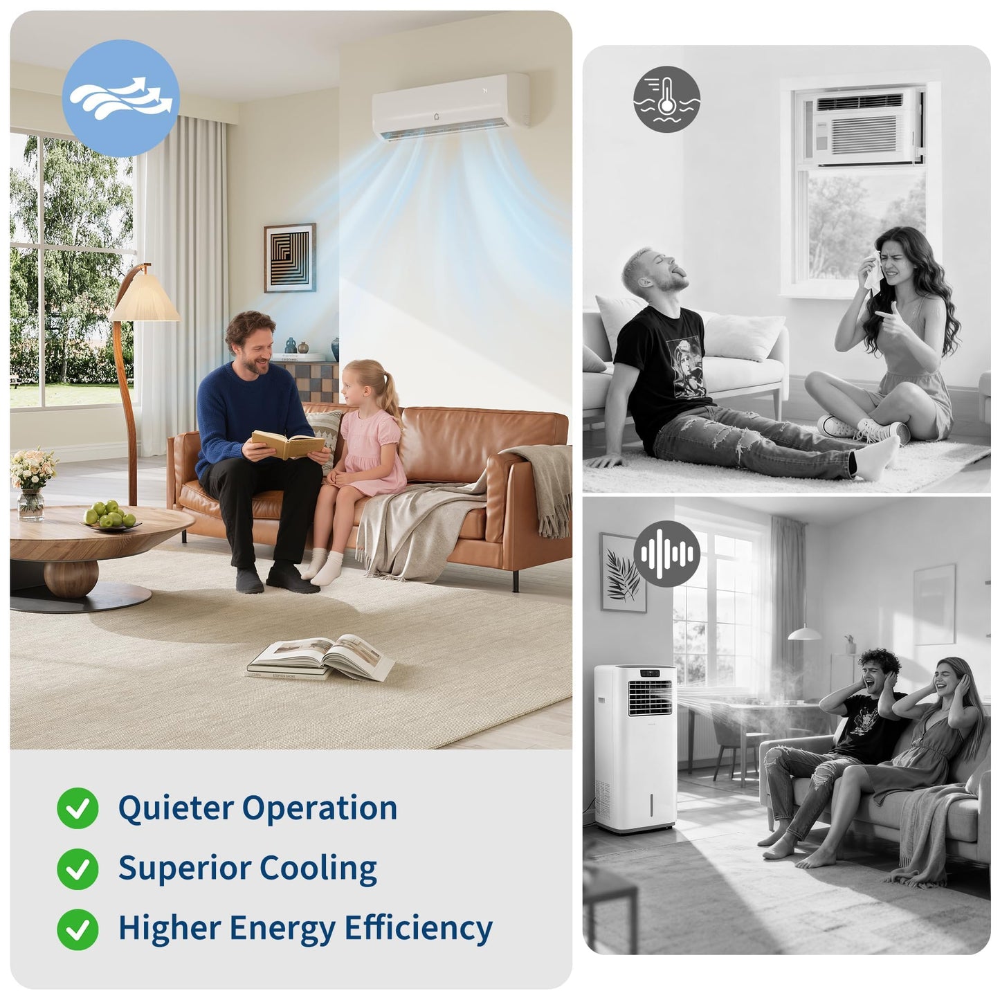 9,000 BTU Ductless Mini-Split Air Conditioner and Heat Pump – 19 SEER2 6-in-1 Inverter Wall-Mount Unit for Up to 450 Sq.Ft, Includes Installation Kit, 115V