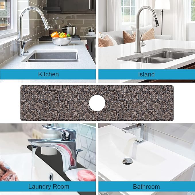 Kitchen Sink Splash Guard Faucet Mat Super Absorbent Fast Drying Mat Sink