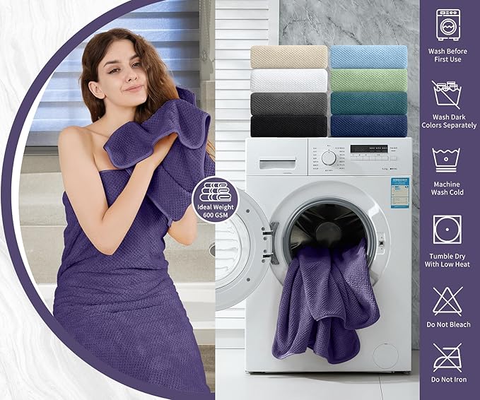 8 Piece Bathroom Towel Set |2 Oversized Large Bath Towels Sheet, 2 Hand Towels