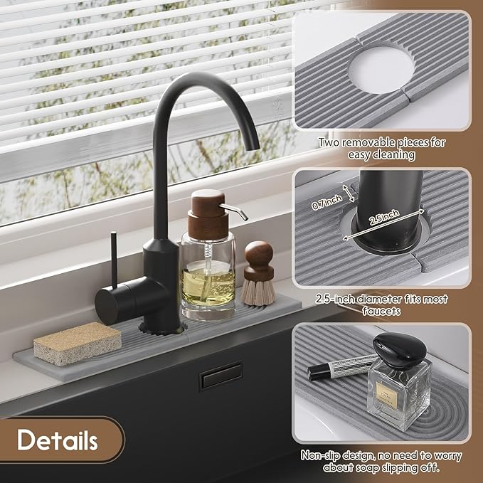 Faucet Mat for Kitchen Sink, Diatomite Quick Drying Tray, 15.8 Inch Kitchen