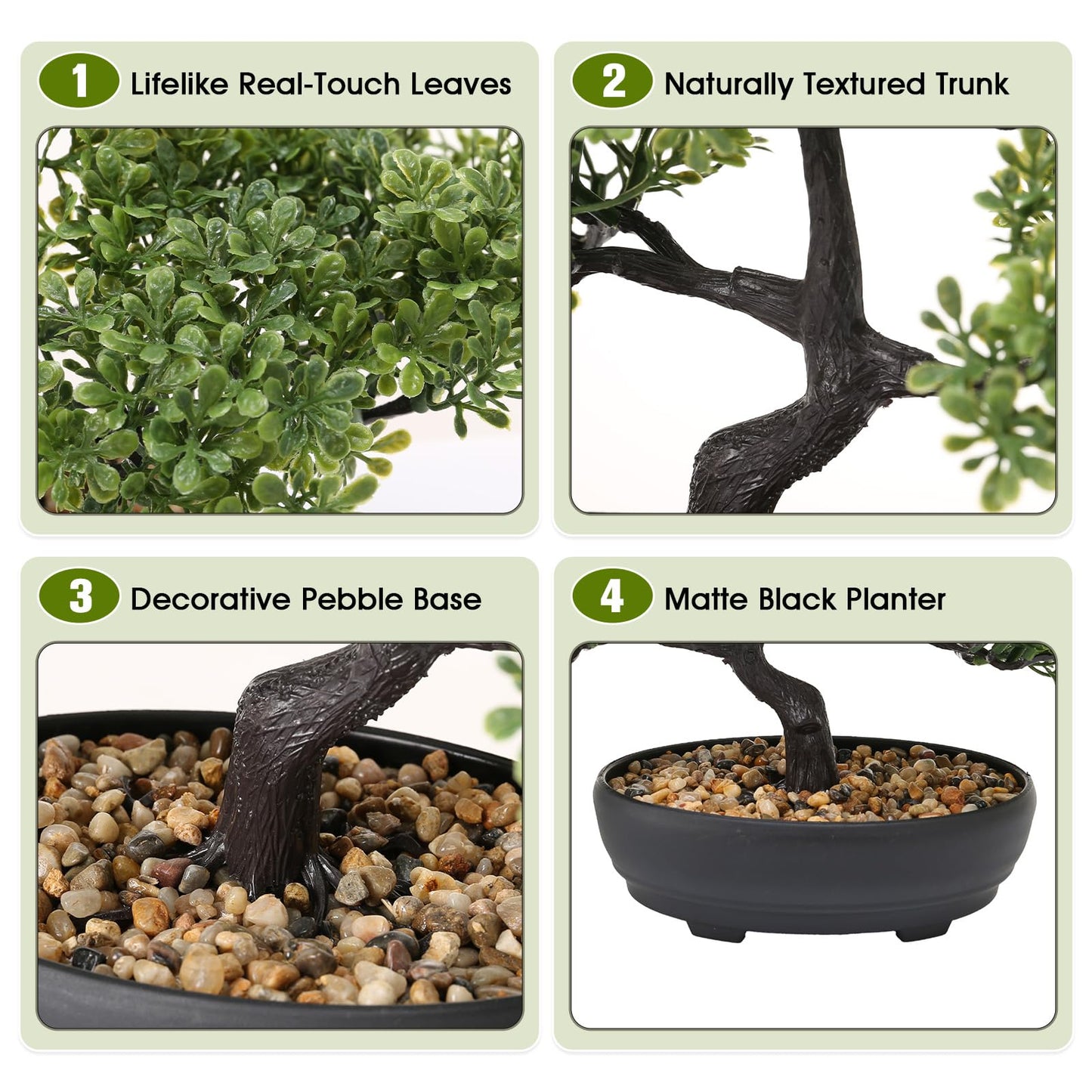 ALAGIRLS Artificial Bonsai Tree, Fake Juniper Plants Indoor Small Fake Bonsai Tree Indoor with Pot and Pebbles Artificial Bonsai Tree Indoor for Desk Home Office Bathroom Shelf Decorations