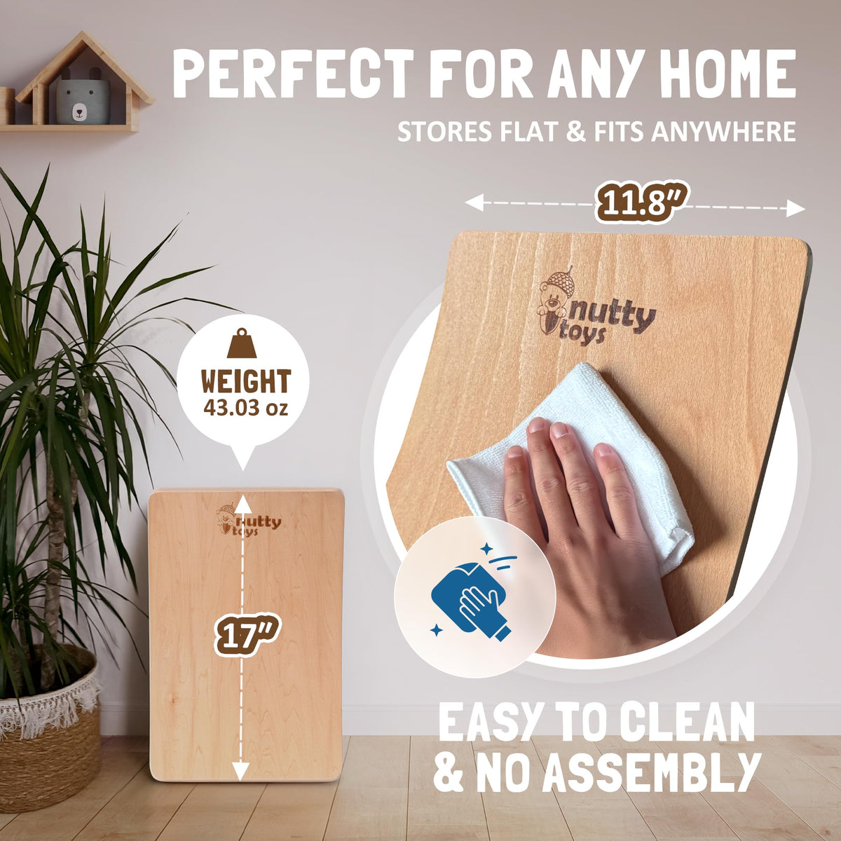 NUTTY TOYS Montessori Wooden Wobble Board for Kids & Adults - 100% Natural Wood Balance Board, Toddler Balancing Toy, Unique Boy & Girl Open Ended Toy, Best Christmas Stocking Stuffer Gifts Idea 2026