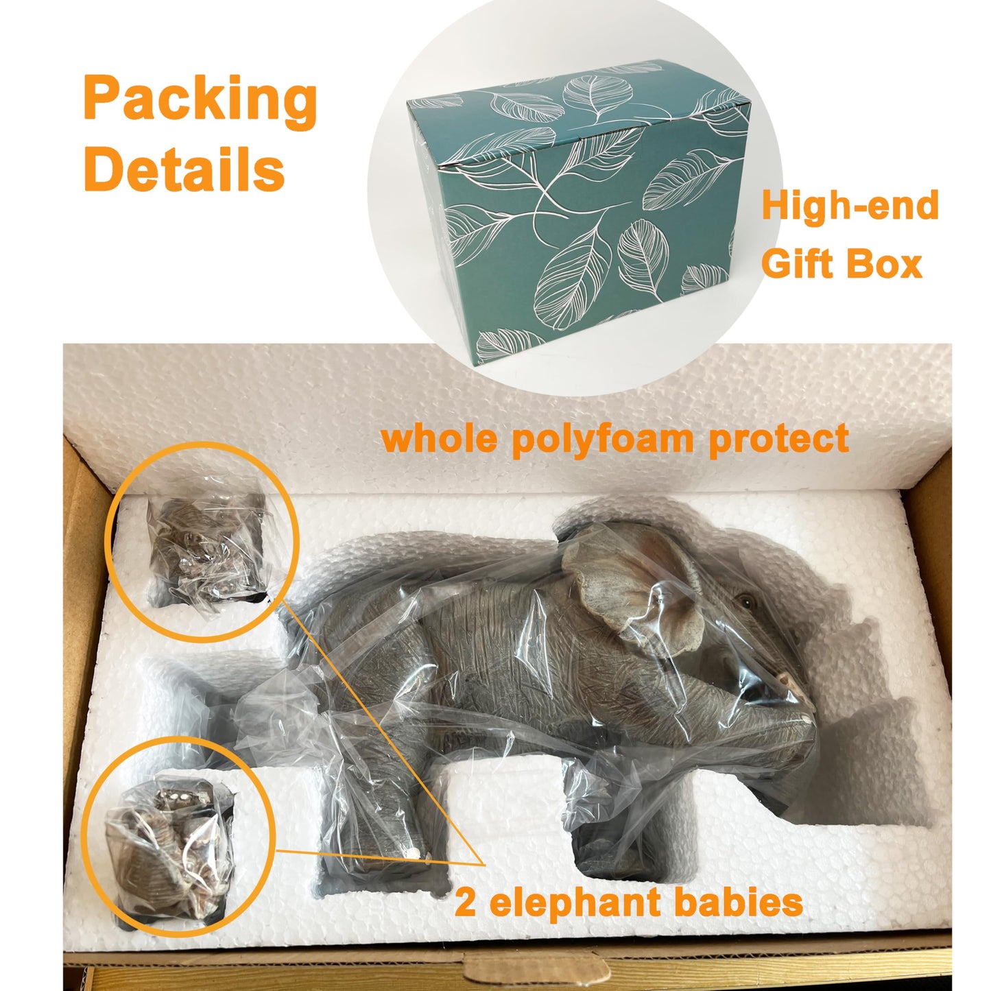 ARTCOS Yoga Elephant Family Statue, 3-Piece Mother & Babies Figurine Set, Good Luck Home & Office Decor, Housewarming Gifts for Women