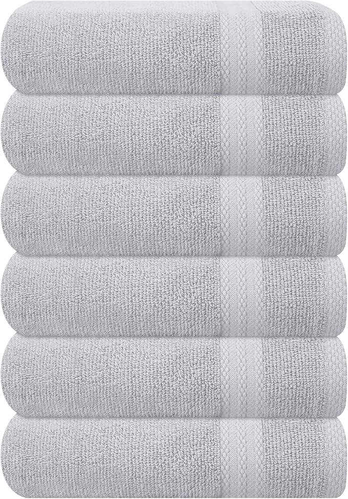 GLAMBURG Ultra Soft 6-Piece Hand Towel Set 16x28-100% Ringspun Cotton