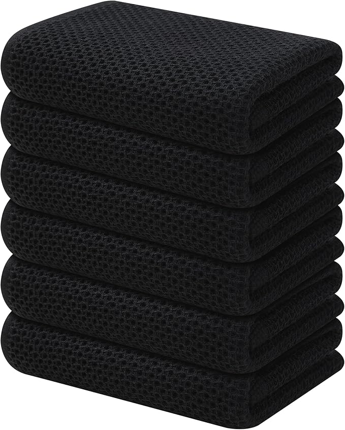 Kitinjoy 100% Cotton Waffle Weave Kitchen Hand Towels