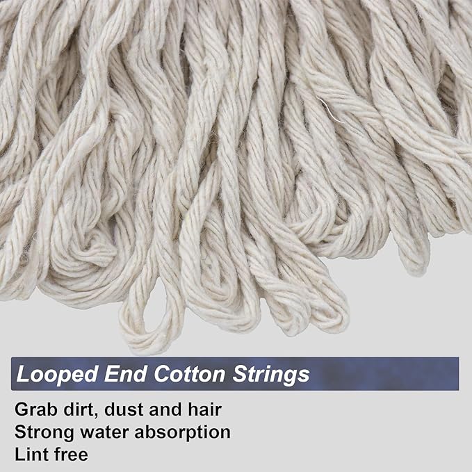 Cotton String Screw on Mop Replacement Head Compatible