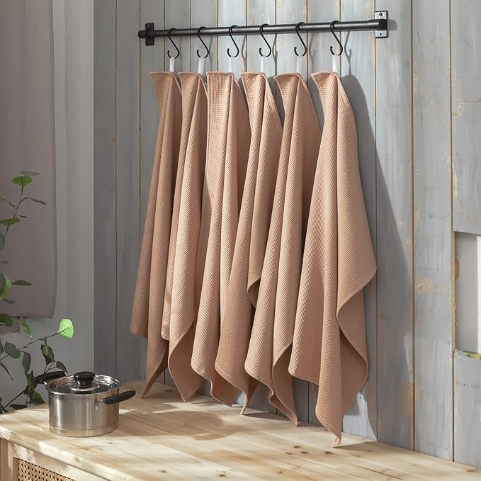 QUILTINA Dish Towels Set, 100% Cotton Waffle Weave Kitchen Towels 6 Pack