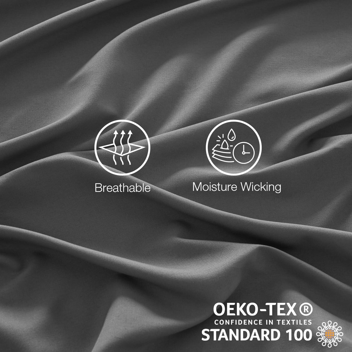Yibeizi King Size Sheets Set Cooling Deep Pocket Bed Sheet Sets, Grey Soft Microfiber Oeko-Tex Hypoallergenic Sheets & Pillowcases Wrinkle Free Bedsheets
