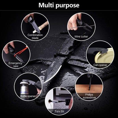 Multitool Pocket Knife for Men, Tactical Folding Multi Tool, Multipurpose Utility Plier Set, Camping, Survival, Hiking Gear, Screwdriver Kit, Mens Gifts Idea