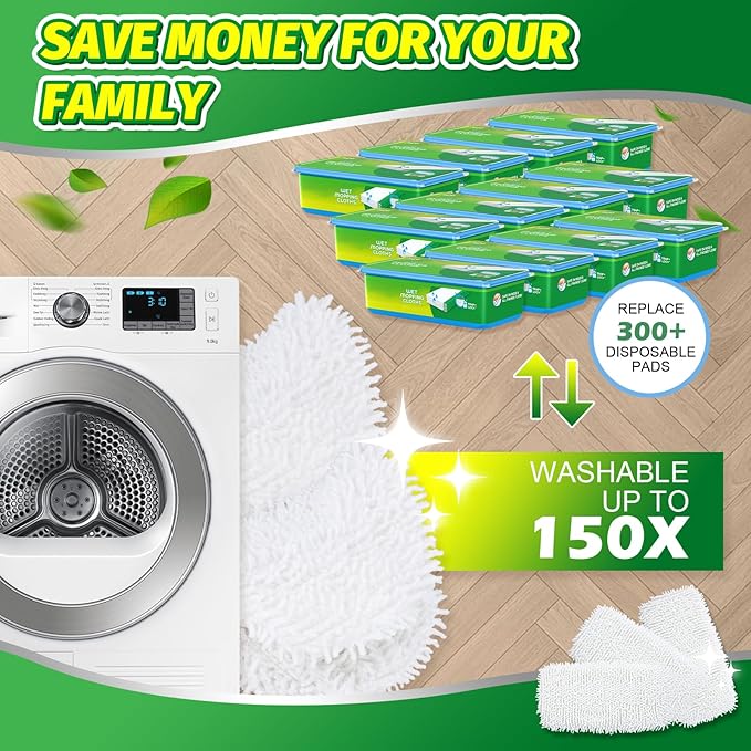 4 Pack Reusable Microfiber Mop Pads Compatible