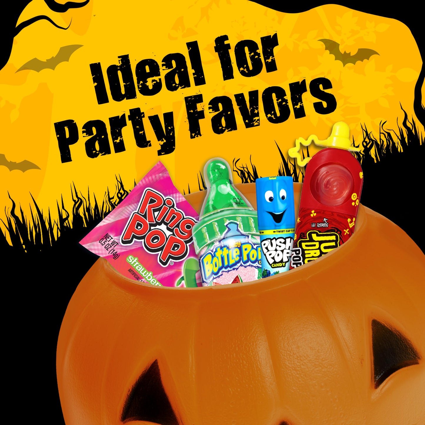Candy Variety Pack, 18 Count Assorted Lollipops, Bulk Individually Wrapped Ring Pop, Push Pop, Baby Bottle Pop & Juicy Drop, Ideal for Birthdays, Party Favors for Kids & Hard Candy Gifts