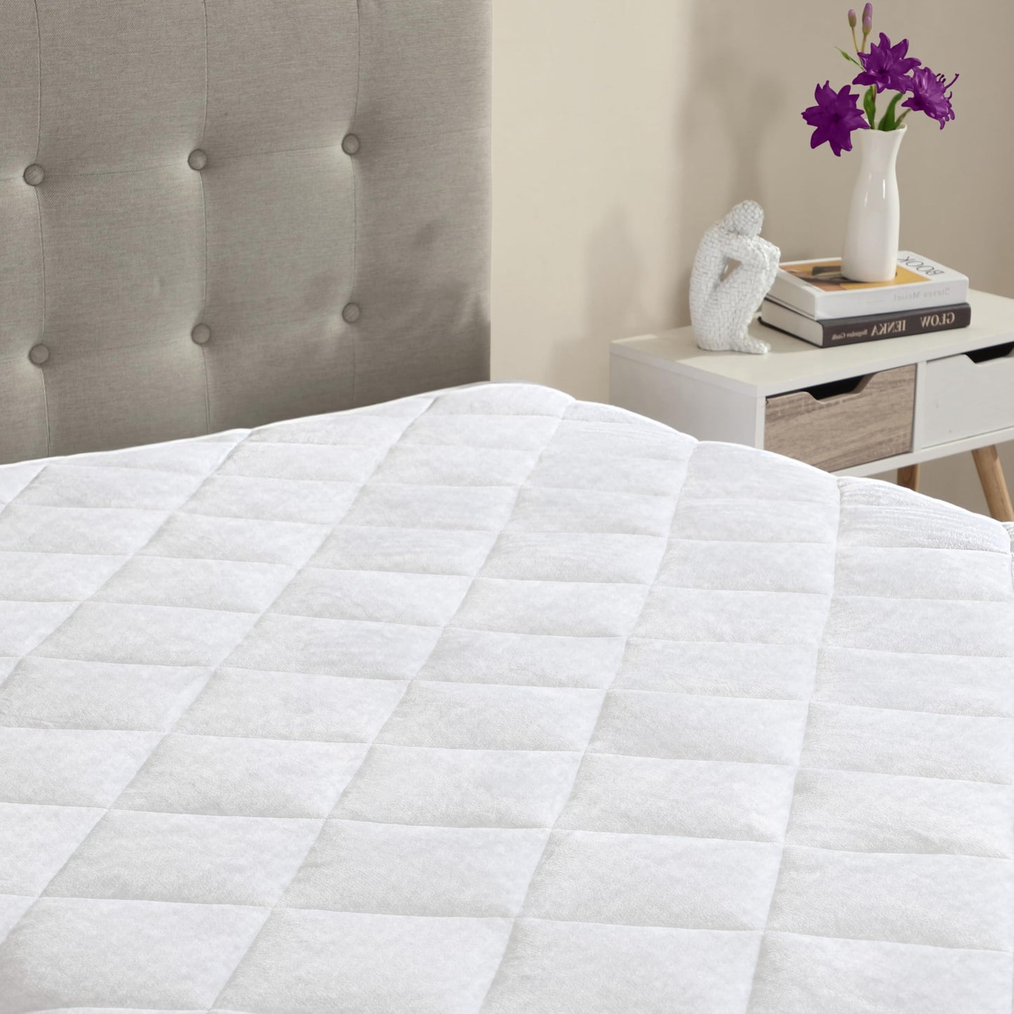 CirclesHome Cot Size Mattress Pad Pillow Top - Double Puff Fleece Top UltraPlush Down Alternative Mattress Protector -Soft, Comfortable, and Hypoallergenic - Stretches from 14-16 inches for Snug Fit