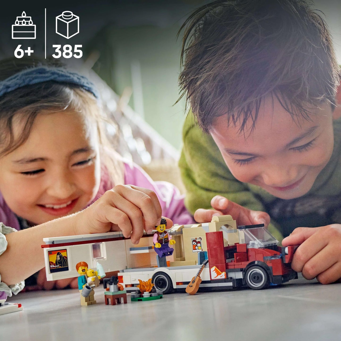 LEGO City Holiday Adventure Camper Van Toy - Creative Building Toys for 6+ Year Old Boys & Girls - Includes 3 Minifigures & Accessories - Gift Ideas for Birthdays & Holidays - 60454