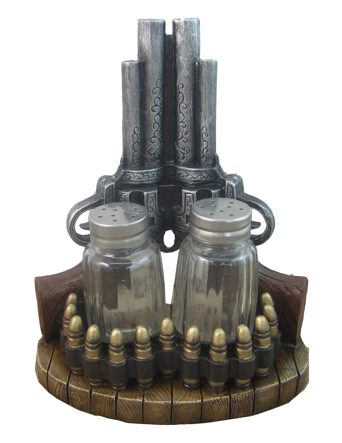 DWK 7" Gunslinger Spice Pistol Gun Western Six Shooter Salt and Pepper Shaker Seasoning Holder Set for Kitchen and Dining