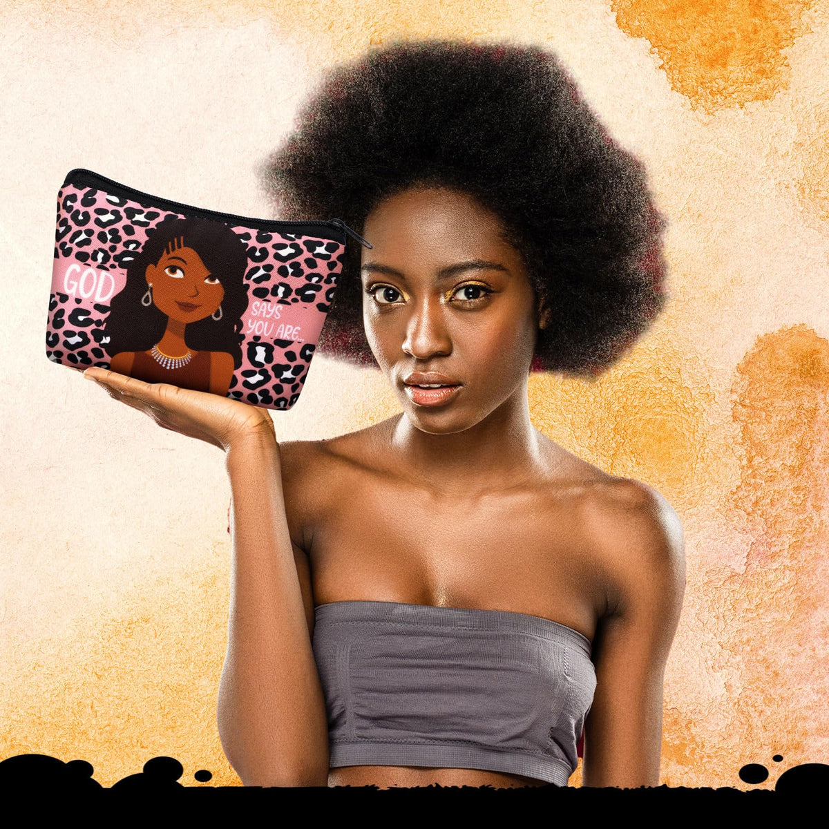 Kacctyen 20 Pcs Black Africa Inspirational Gifts Canvas Cosmetic Bags Compact Mirrors Makeup Bags Thank You Travel Toiletry Pouch Bulk Mothers Day Gifts for Women Teacher Coworker Employee