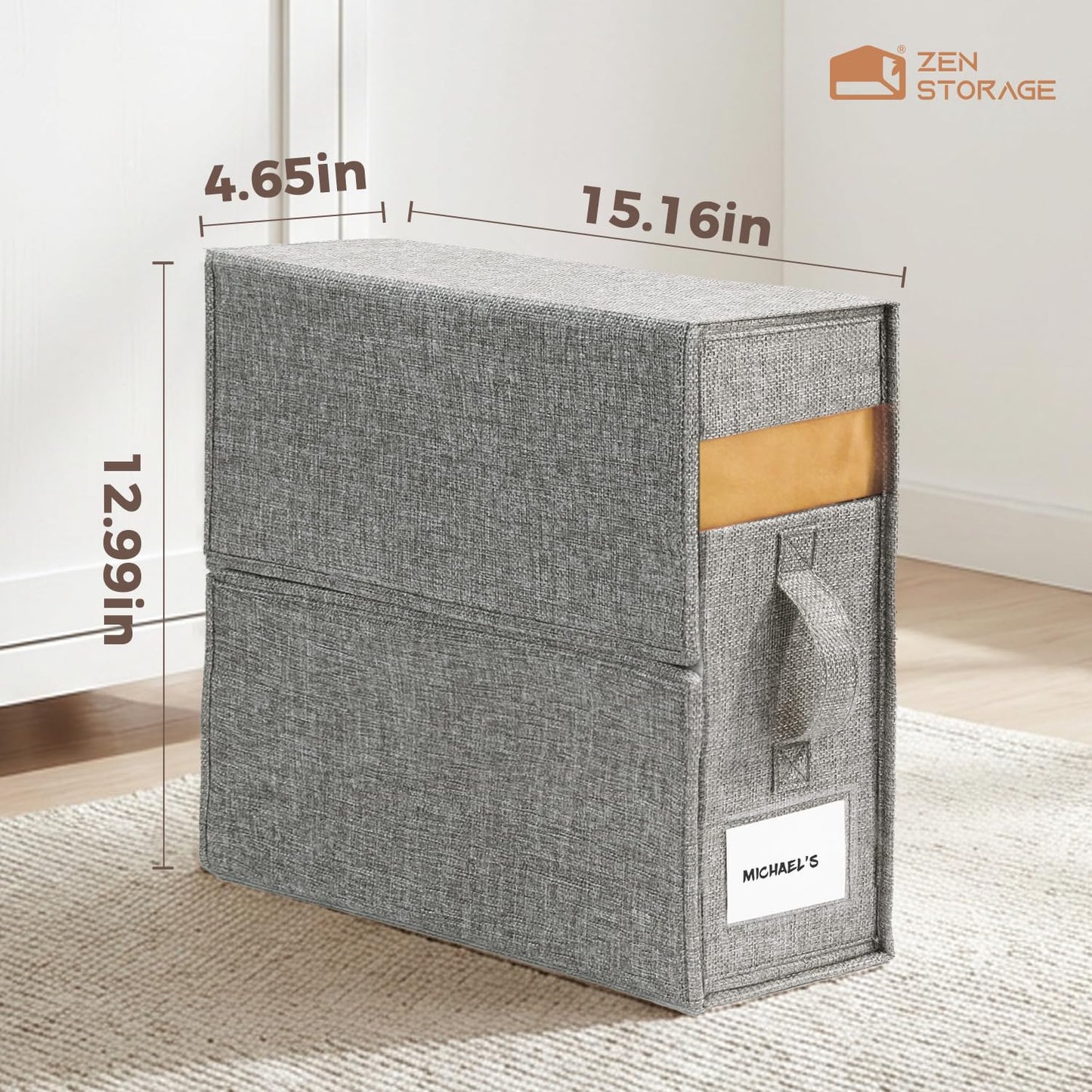4Pack Sheet Organizers for Linen Closet - King/Queen Size Bedding Storage Boxes with Clear Window, Foldable & Dustproof Linen Organizer for Blankets & Sheet Sets,Grey