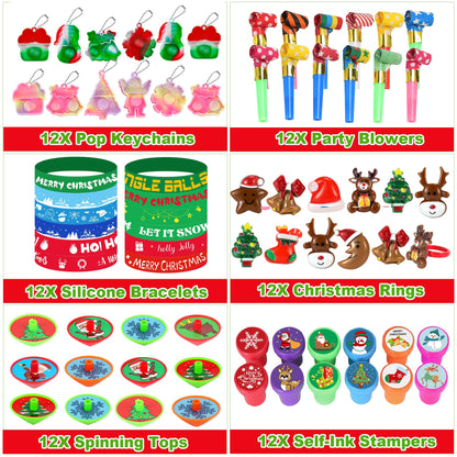 358PCS Christmas Party Favors Supplies Decoration, Goodie Bag Pinata Stocking Stuffers Bulk, Treasure Box Toy for Classroom Rewards, Advent Calendar Stuff Filler, Carnival Prizes, Xmas Birthday Gifts