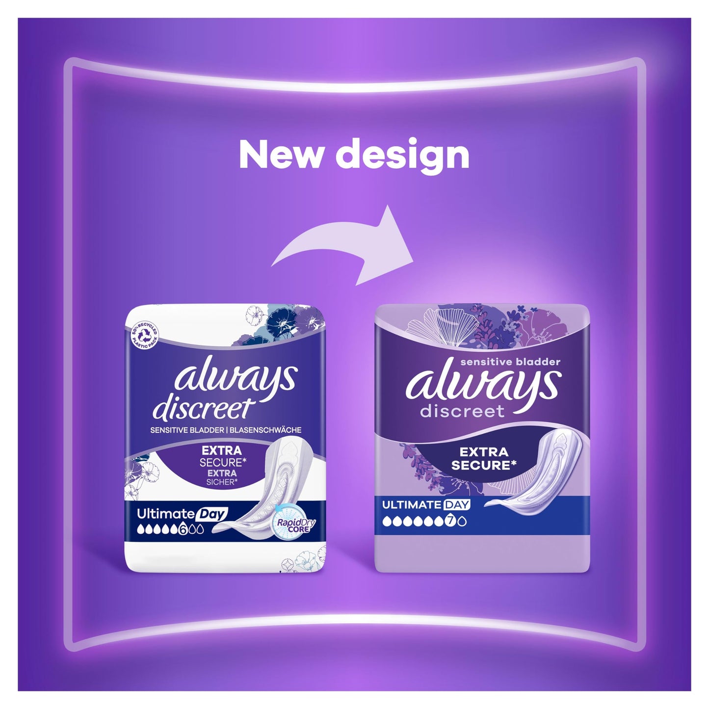 Always Discreet Incontinence Pads Women, Ultimate Day, Absorbency 6, 48 Sanitary Towels (12 x 4 Packs), Extra Secure Bladder Weakness Pads Women, Odour Neutraliser