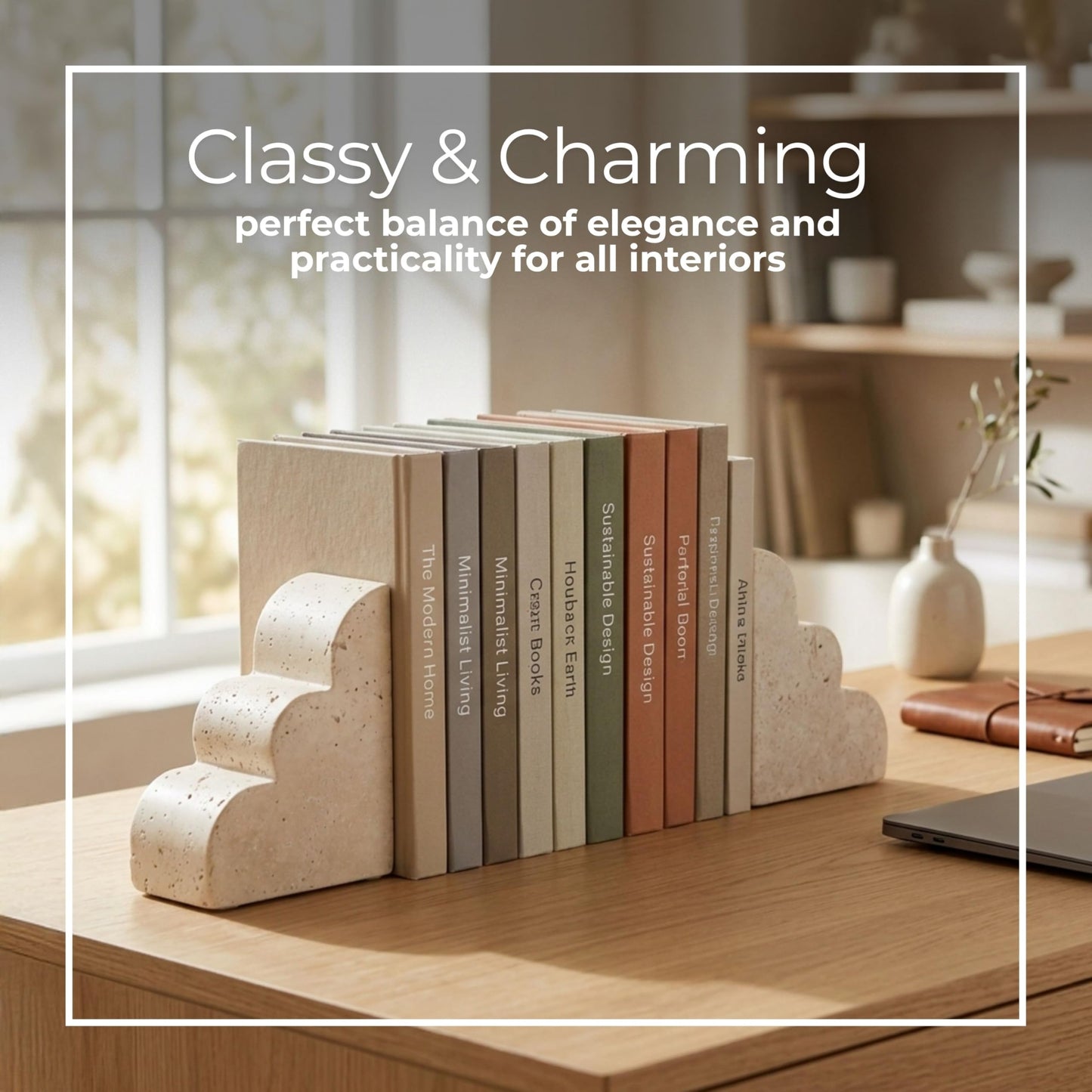 Sagebrook Home 5" Tan Travertine Cloud Bookends (Set of 2)
