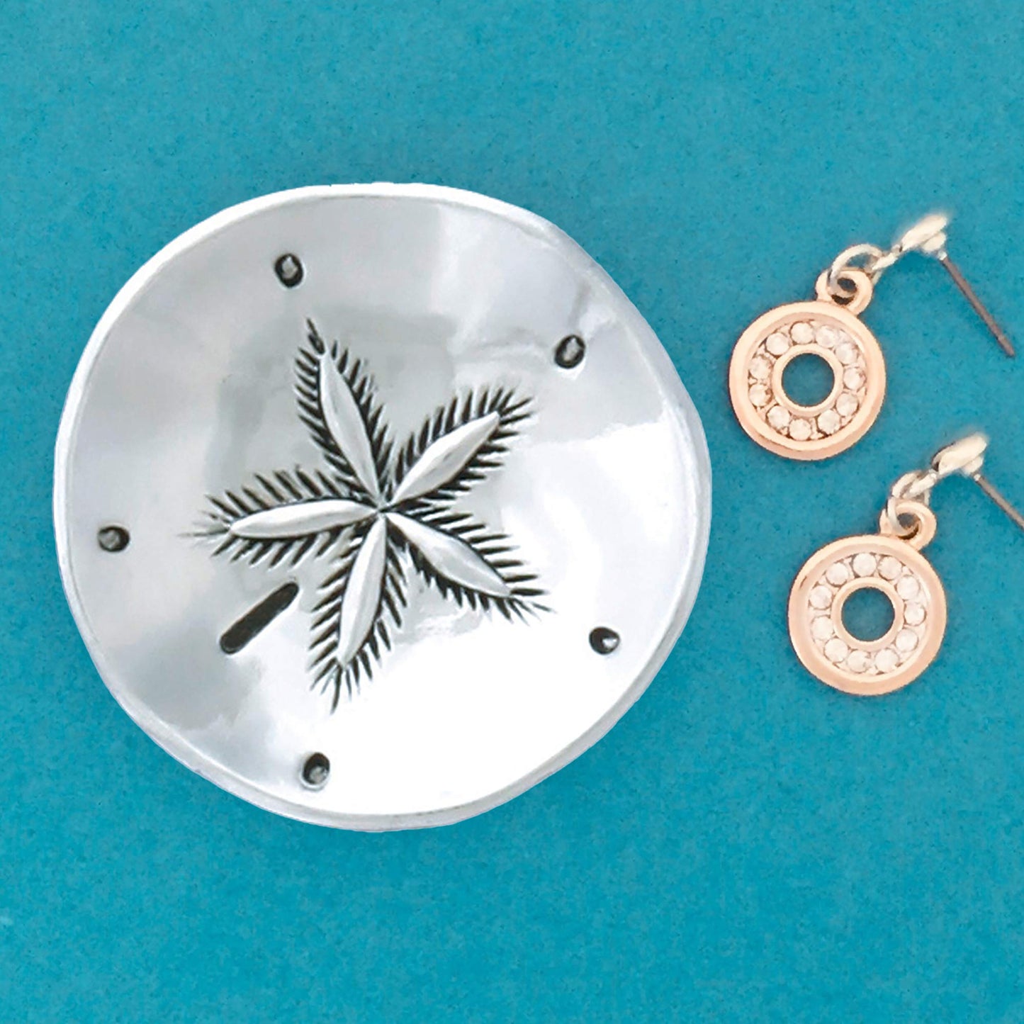 Basic Spirit Sand Dollar Pewter Trinket Bowl Ring Dish Gift Box Beach Decor