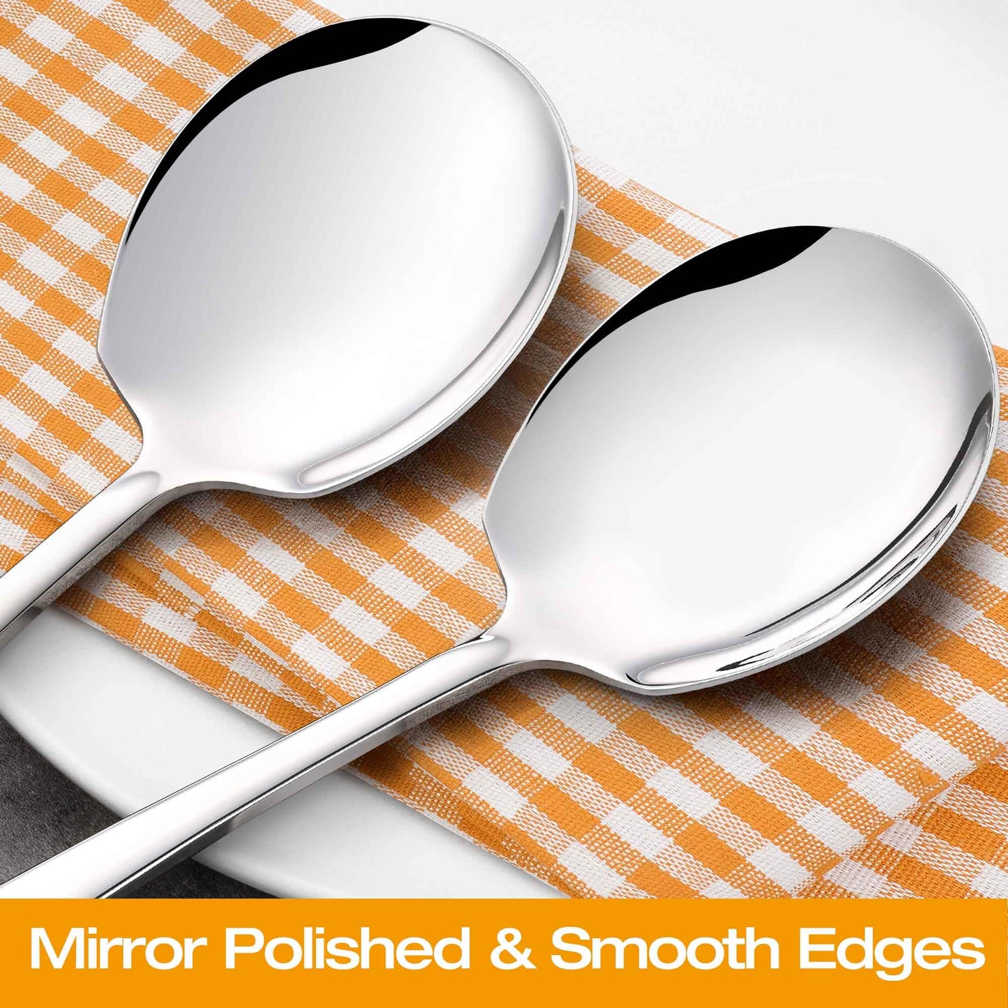 Extra Large Serving Spoons Set of 2-Piece, 11.7-Inch Silver Serving Spoon 18/8 Stainless Steel Serving Utensils for Buffet, Parties, Catering, Banquet - Dishwasher Safe (2-Pack, Silver)