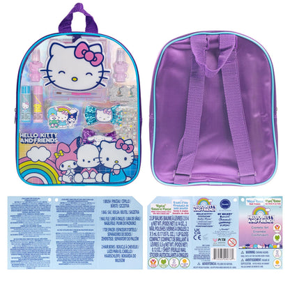 Hello Kitty and Friends Makeup Filled Backpack Set with 12 Pieces, Including Lip Gloss, Nail Polish, Nail Stones and Other Accessories, Ages 3+ for Parties, Sleepovers and Makeovers by Townley Girl